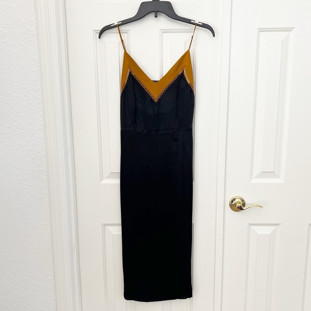 Scotch & Soda Satin Slip Dress Black Gold XS - Picture 13 of 17